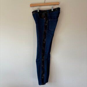 Navy Pilcro Anthropologie Side Stripes High-Rise Skinny Jeans Size Small 27